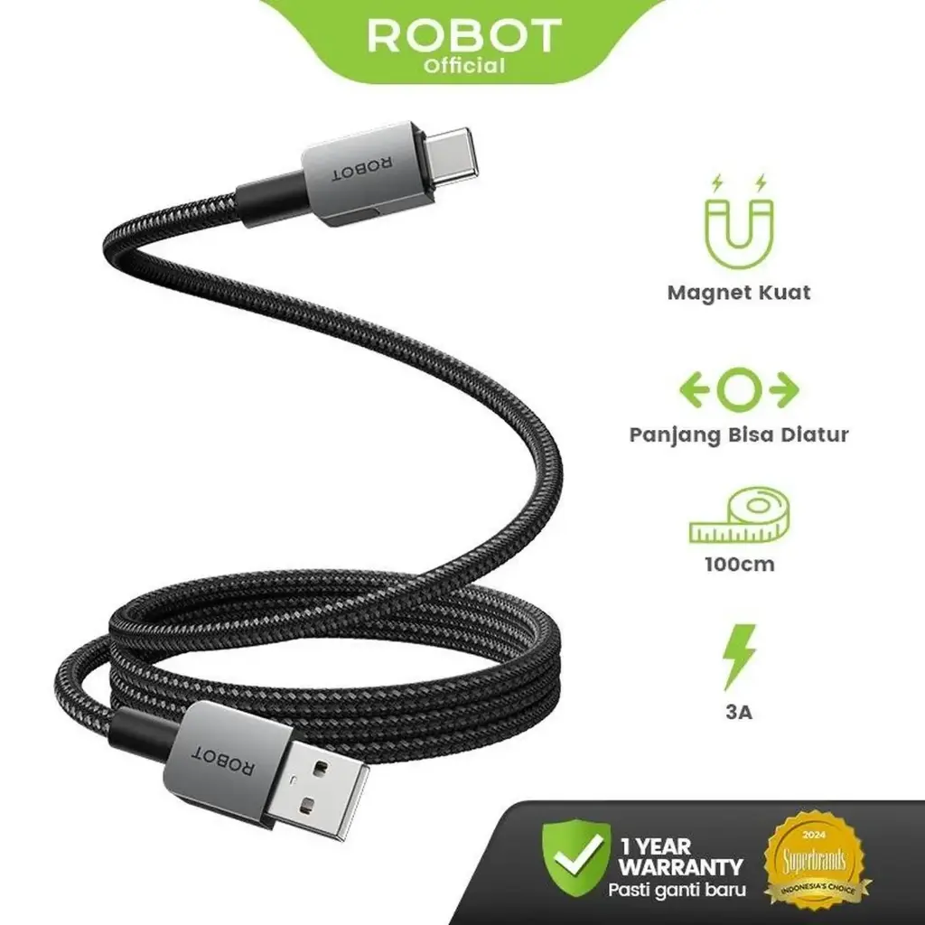 Data Cable ROBOT RXC100 USB-A To Type-C FAST CHARGING 3A