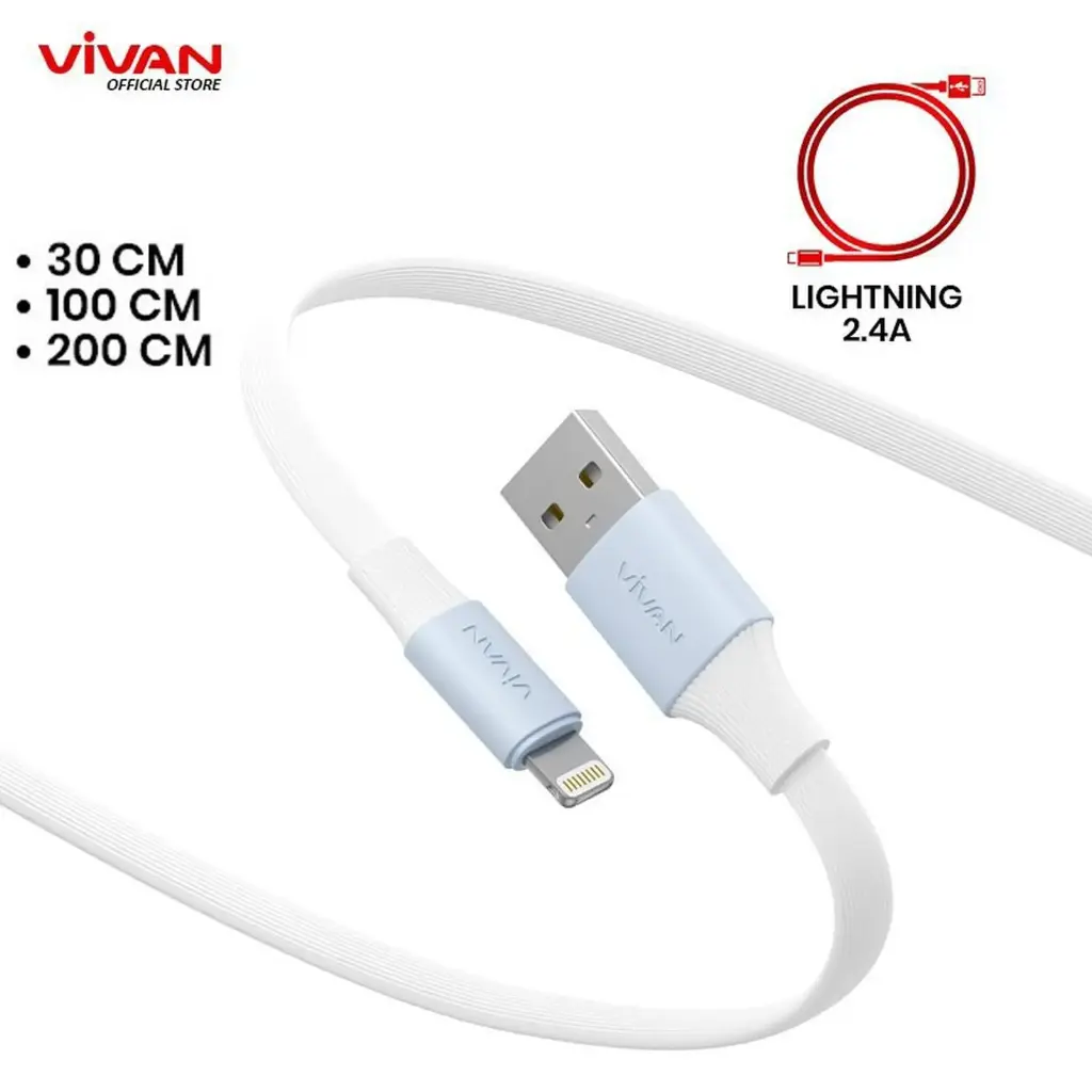 Data Cable Vivan SL100S 1m Kabel Data Cable iPhone Lightning Fast Charging 2A