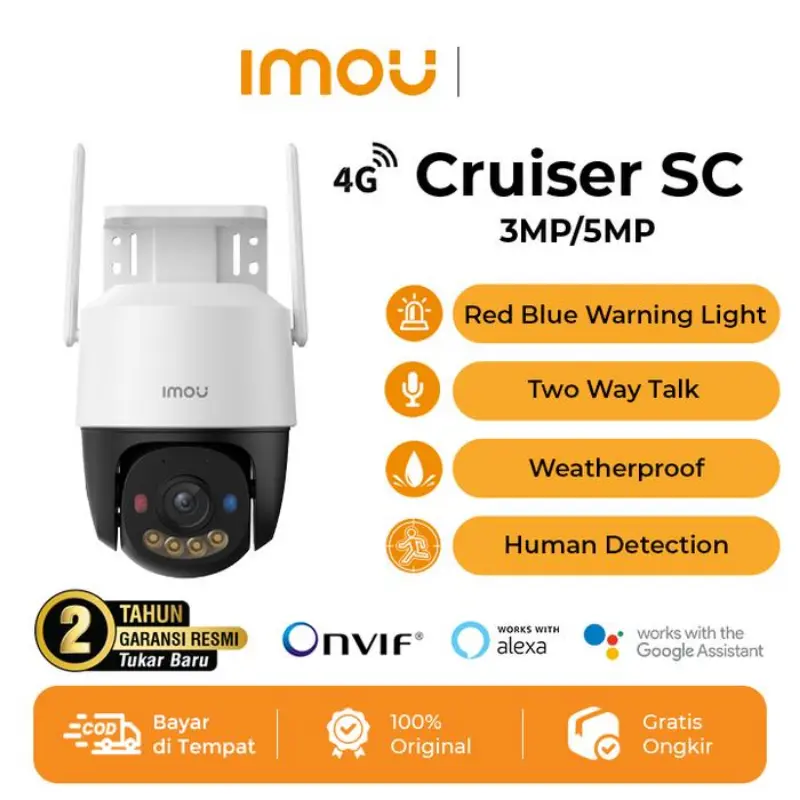 IMOU Cruiser SC 3MP Kamera Smart CCTV Outdoor Color Night Vision Strobo Merah Biru Weatherproof