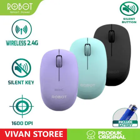Wireless Mouse ROBOT M210S Silent Click Optical USB Mouse