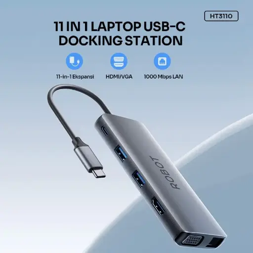 [10031916] USB Hub & Convertor Robot HT3110 Type C 11 in 1 with RJ-45 HDMI