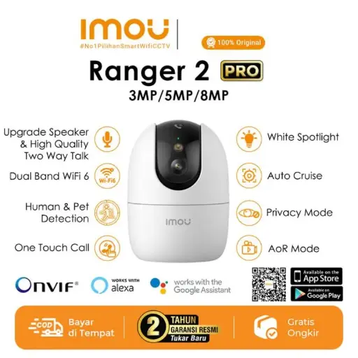 IMOU Ranger 2 Pro 3MP Kamera Smart CCTV Indoor Wi-Fi 6 Dual Band One Touch Call Spotlight