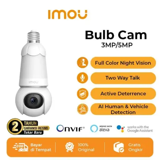 IMOU Bulb Cam 3MP  Kamera Smart CCTV Wi-Fi 6 Bohlam Lampu Full Color Night Vision AI Human Detection 