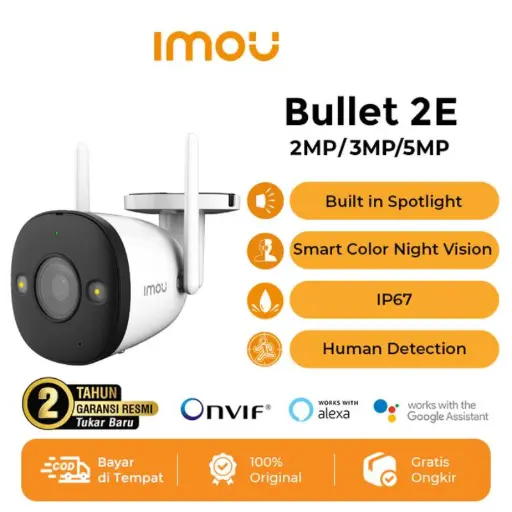 IMOU Bullet 2E 5MP Kamera Smart CCTV Wi-Fi Outdoor Fix Color Night Vision Human Detection IP67 