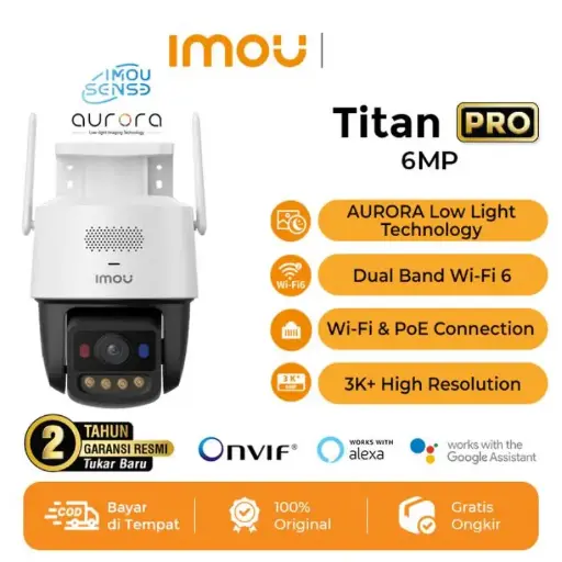 IMOU Titan Pro 6MP AURORA Full Color Low Light Technology Dual Band Wi-Fi 6 PoE Kamera Smart CCTV Outdoor